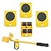 WeFoonLo 1 ensemble d'outils pour soulever et déplacer un élévateur de meubles pour soulever des meubles et des équipements lourds, 1 tige de levage et 4 galets de déménagement (Jaune)