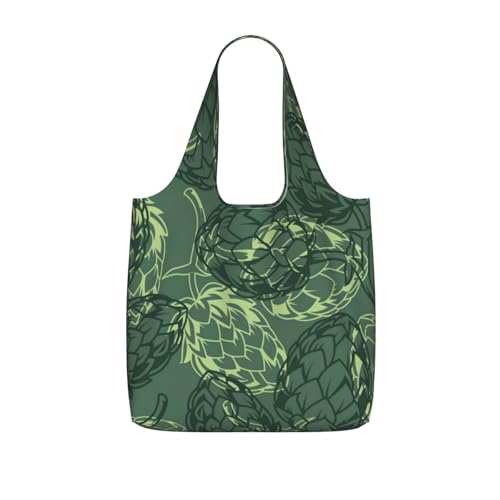 Pcoiuyb Hojas de lúpulo de cerveza vintage,Bolsas de compras reutilizables, bolsas de supermercado plegables, bolsas de gran capacidad