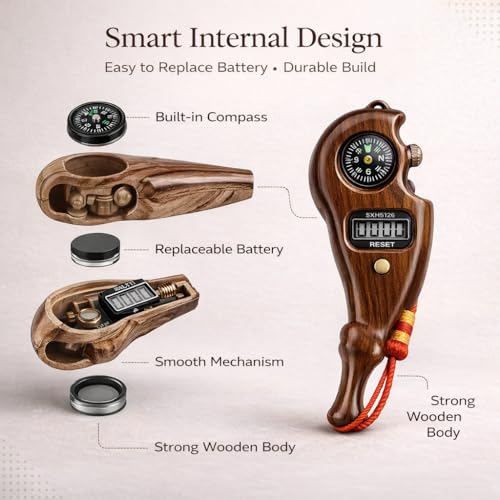 Image of PulGos 𝐏𝐚𝐜𝐤 𝐨𝐟 𝟐 Wooden Tally Counter for Chanting Mantra | Digital Counter for Naam Jap, Meditation, Prayer & Pooja | Smooth Click & 𝐀𝐜𝐜𝐮𝐫𝐚𝐭𝐞 Counting Machine for Jap Mala & Umpire Use