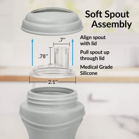Vasos de transición de 8 onzas para bebé, entrenador con asa, boquilla suave de silicona de grado médico y tapa de viaje, fácil de sostener, con forma de reloj de arena, fabricado en Estados 5