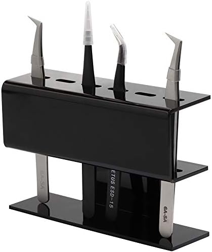 Lash Extension Supplies GEMERRY Tweezer Holder Tweezer Stand for Eyelash Extension Supplies Accessories Tools Acrylic Display Storage 6 Pcs Tweezers Shelf Holder (Black)