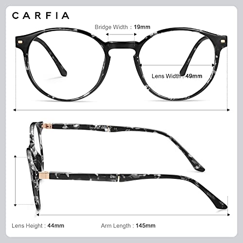 Image of CARFIA Round Blue Light Glasses for Women Lightweight Cute Computer Gaming Glasses Blue Light Blocker Revo Lenses