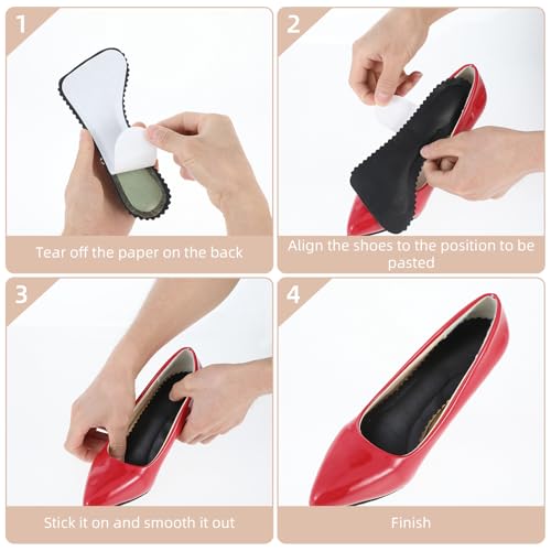 Image of 2 Pairs High Heel Inserts for Women, Self-Adhesive Arch Support Insoles, Invisible Slim Inserts Weight Shifting Shock Soft Slip 3 /4 Inserts for Flats Slipper Sandal Pump Dress Shoes Boots(Black)