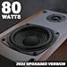 SINGING WOOD BT25 Powered Bluetooth Bookshelf Speakers, Subwoofer Output - Hi-Fi Active 2.0 Stereo System with Optical/RCA Inputs & Bass/Treble Control for Home Theater and Gaming, 80 WattsBeach Wood