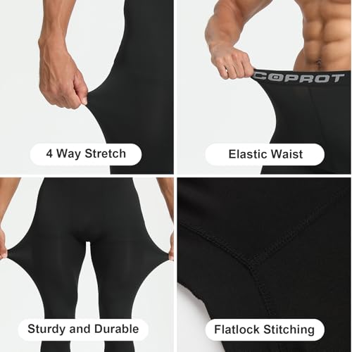HYCOPROT Men's Running Leggings Compression Trousers Athletic Tight Base Layer Pants for Workout Sports Yoga Basketball - Image 5