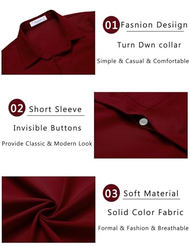 Image of Arshiner Boys Short Sleeve Dress Shirts Solid Button Down Shirts | formal Uniform School Shirt, for 4-12 Years, Hidden Buttons, with Chest Pocket, Regular Fit, Summer Tee top for Kids