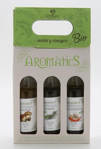 AGRISANZ- Set de Aceites de Oliva Virgen Extra, 3 Sabores,olive oil,condimentados a base de productos naturales,pack regalo/degustación. (boletus)