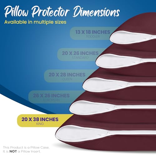 Image of Utopia Bedding Premium 100% Waterproof Pillow Protectors with Zipper King Size (Set of 4), Bed Bug and Dust Mite Proof Zippered Pillow Covers, Pillow Encasement Cases, Burgundy
