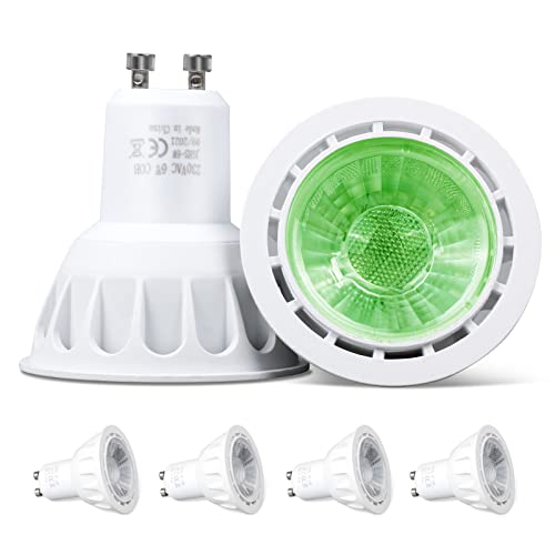 VARICART Bombillas LED GU10 Verde, 6W MR16 Colores Foco Bombilla LED, 500lm, Ángulo del haz de 60°, Equivalente halógeno 50W, para la iluminación de bares, salones de baile y paisajes, 4 Unidad Cover