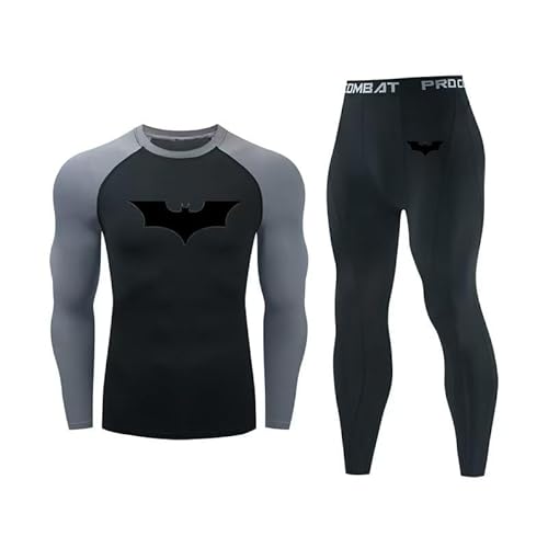 HUBGFEQ Fitness Jogging Sportswear Quick Dry Men's Thermal Underwear Sets Running Basketball Tights Clothes-27-S