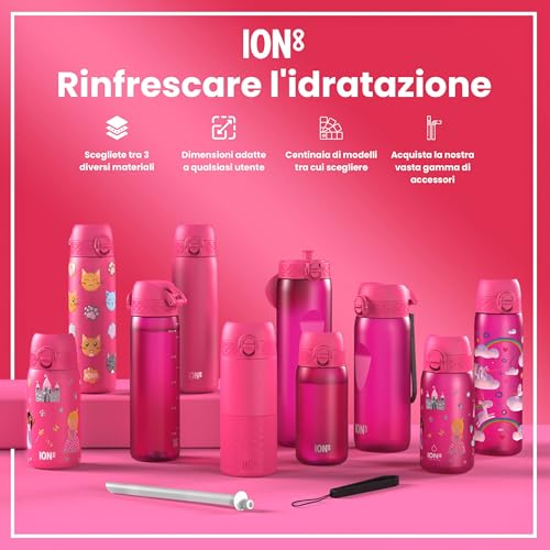 Ion8 Borraccia Per Bambini, 350 Ml, A Prova Di Perdite, Facile Da Aprire, Serratura Sicura, Lavabile In Lavastoviglie, Senza Bpa, Maniglia Per Il Trasporto, Facile Pulizia, Principessa - 7