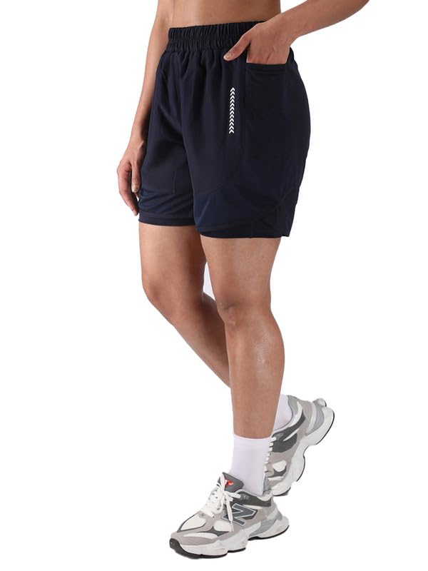 Image of CHKOKKO Gym Shorts for Women Workout Quick Dry fit Double Layered Inner Compression with Pockets Lightweight Running Yoga Sports & Training