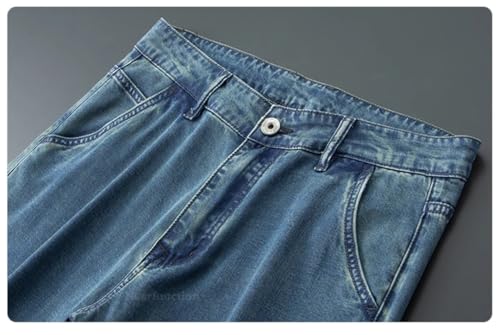 Men's Summer Baggy Jeans Lyocell Ultra Thin Pants Clothing Stretch Loose Straight Drape Denim Trousers2