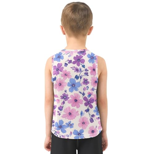 susiyo Pink Purple Blue Lavender Flowers Boys Sleeveless Tank Top Girls Athletic T Shirt3