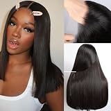 BELE 13X4 Straight Lace Front Wigs Human Hair 210% Density Straight Human Hair Wigs Double Drawn Hair Wigs for Black Women Bleached Knots Pre Plucked with Baby Hair 16 Inch