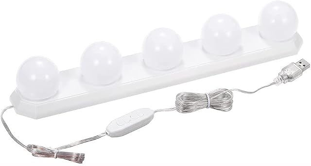 Tiardey LED Vanity Mirror Lights USB Dimmable 3 Color 10 Levels Brightness with 5 Bulbs 7.55ft Long USB Cable for DIY Make up Bath Mirror Lamps Bathroom Lights