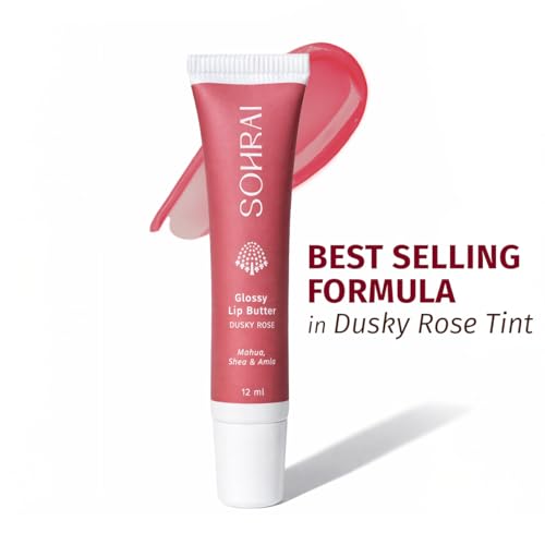 Image of Tinted Glossy Lip Butter - Dusky Rose 12ml | Amla & Mahua Oil Infused | For Dry & Chapped Lips | For Pigmented Lips