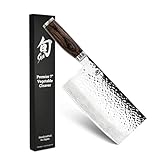Shun Premier 7' Cleaver, Handcrafted Japanese Vegetable Knife, VG-MAX Core with Damascus Stainless Steel Cladding, Pakkawood Handle, Chinese Cleaver for Processing Large Vegetables