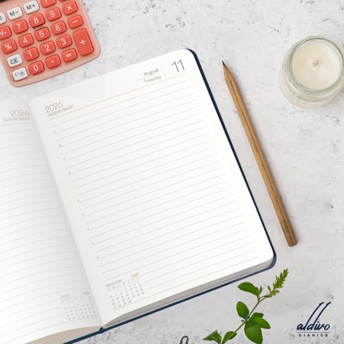 Image of ALDIVO Paper Cover Hard Bound New Year Diary 2026 | A5 Size 365 Days 2026 Daily Planner Diary with Dates, Calendar, Month Cut Index and Bookmark For Office, Personal and Corporate Use (AD612)