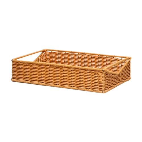 Cesta para servir pan rectangular de imitación mimbre naranja en formato M individual 2