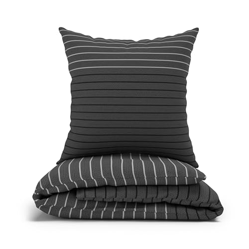 LARAWELL Bettwäsche 135x200 Baumwolle ganzjahres Bettwäsche-Sets grau gestreift Premium
