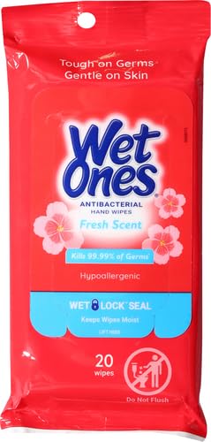image for Wet Ones Antibacterial Hand Wipes, Fresh Scent Wipes | Travel Wipe