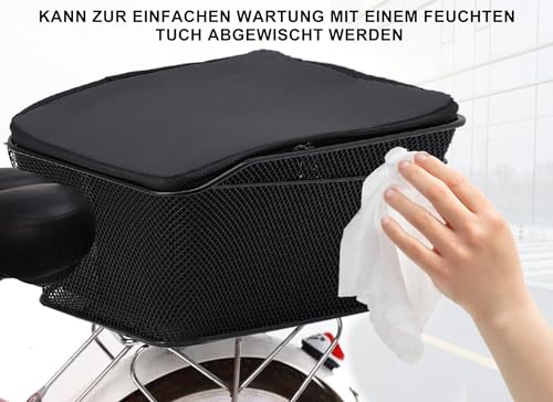 Cryfokt Fahrradkorb Hinten, Fahrradkorb aus Metalldraht mit Wasserdichter Abdeckung, 20L Fahrrad-Gepäckträger mit Großem Fassungsvermögen, Aufbewahrungskorb für Hintere Fahrradträger