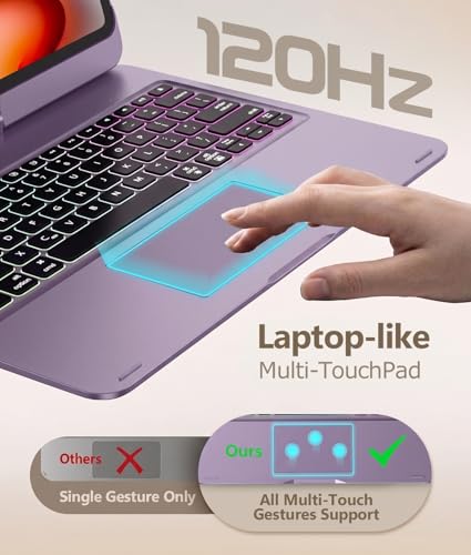 Image of BABG for iPad Air 13 inch(M4 /M3 /M2) case with Keyboard&iPad Pro 13(M5 /M4),360Swivel,7 Use Modes,Rainbow Backlight Keyboard for iPad Pro 12.9(6th /5th /4th /3rd Gen)-Midnight Purple