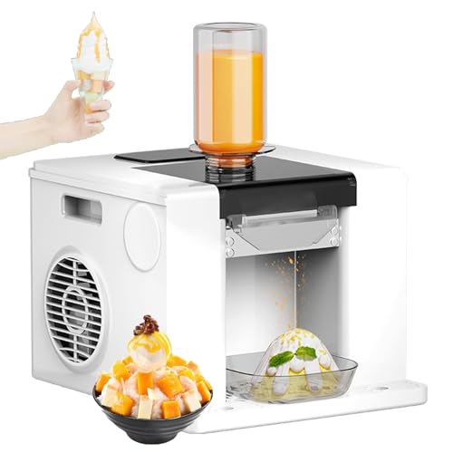 KLYDBMYT Eiscrusher-Maschine 60 kg/24 h mit 750-ml-Behälter und Trichter für Schneekegel, Slush-EIS, Cocktails, Frappés, Eistee und Kaffee