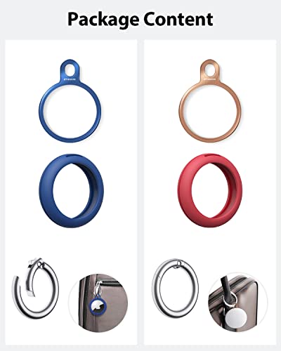 Image of Stouchi 2 Packs Holder Key Ring for Air Tag with Soft TPU Case | Stainless Steel Invisible Slim Keychain for Airtag 2nd Gen (2026) & 1st Gen Finder Items, Dog, Key, Backpacks Blue Red