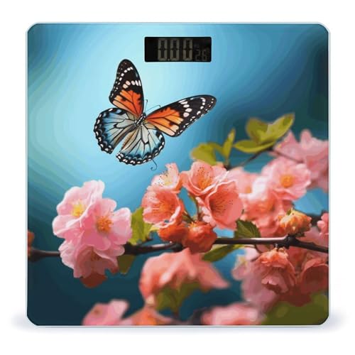 Báscula Digital de Baño Mariposa con Flores Precisión Alta
