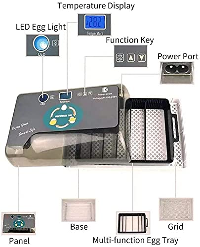 Ei incubator, 12 eieren Volautomatische Poultry Hatcher Machine, LED Candler Automatische Egg Turner Temperatuurregeling… - Afbeelding 3