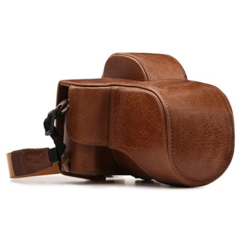MegaGear Ever Ready Echtleder Kamera-Case mit Trageriemen kompatibel mit Fujifilm X-E3 (23mm & 18-55mm)
