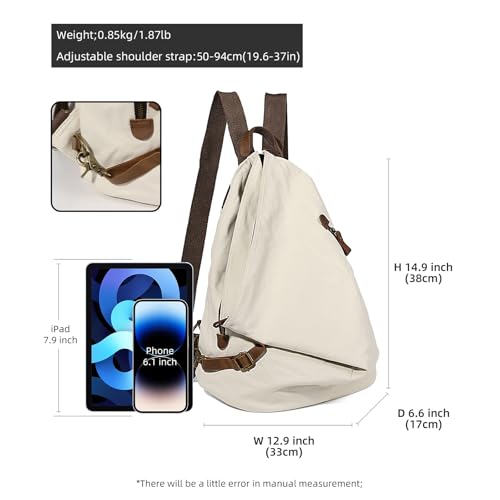 Image of KL928 Canvas Vintage Backpack - Large Casual Daypack Outdoor Travel Rucksack Hiking Backpacks for Men Women