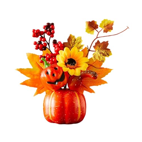Sharplace Zucca Decorativa Finta Centrotavola con Foglie D'Acero E Zucca Ornamentale in Schiuma PVC Decorazione Autunnale per Tavolo Adatta per Cucina C, Style G