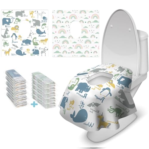 Image of Blissful Diary 20 Pcs Toilet Seat Covers Disposable for Toddlers & Adults, Extra Large Waterproof, Portable Package for Travel, Kids Potty Training