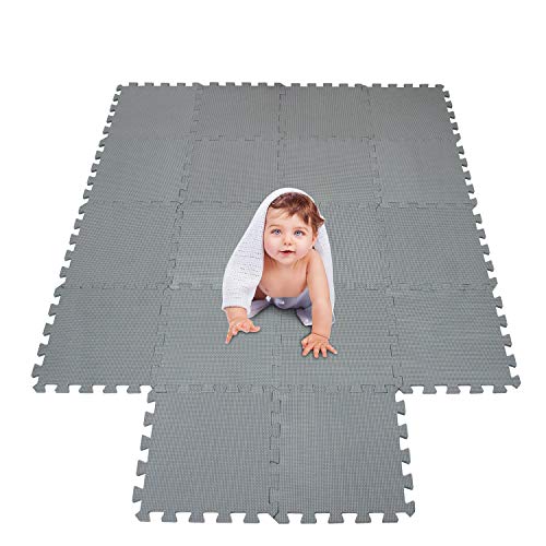 Image of meiqicool Foam Play Mat Thick Soft EVA Interlocking Foam Floor Mats Children Yoga Exercise Multi Jigsaw Puzzle Blocking Board Kids Playmats Play Grey 18 Piece L