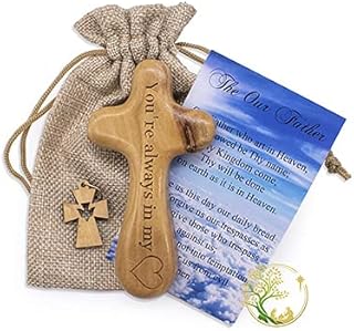 Personalized Olive Wood Comfort Cross Hand Carved from Bethlehem | Holy Land Handmade Catholic Wooden handheld crosses | Palm Holding, Praying cross Perfect Religious gift for all Christian occasions
