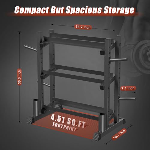 Image of Jusgym Dumbbell Rack Stand Only, 3 Tier Adjustable Height & Angle 1100LBS