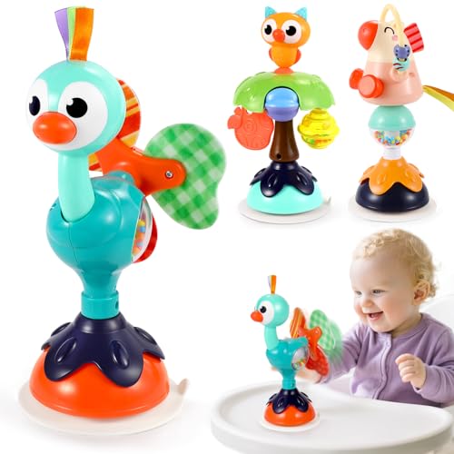 Image of Baby Toys 6-12 Months 3PACK High Chair Suction Cup Toys Rattle Toys for Babies 12-18 Months Baby Tray Infant Toy for 6 9 12 18 24 Months Newborn Gifts for 1 2 Year Olds Boys Girls Kids Birthday Xmas