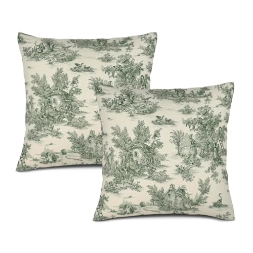 Sara Green Toile Pillow Covers French Country Throw Pillows Victo...