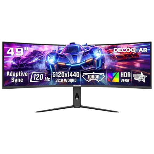Image of Deco Gear DGSKY49 49 inch Curved Ultrawide 32:9 R1000 Monitor | 5120x1440 Dual QHD | 120 Hz | USB-C 98 W PD | Adaptive Sync | HDR | KVM | PIP /PBP | DisplayPort 1.4 | HDMI 2.1 | Height Adjustable