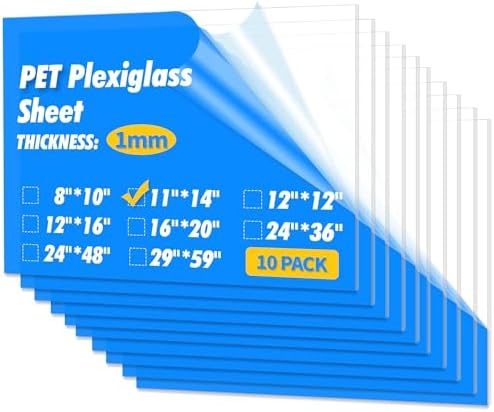 Art3d Plexiglass Sheets, Clear & Flexible, 10-Pack of 11 x 14"