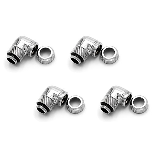 Barrow G1/4" to 12mm Multi-Link Fitting, 90 Degree Rotary, Silver Shiny, 4-pack