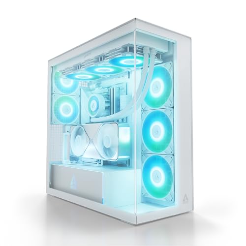 Gabinete para PC ARCTIC Xtender VG Blanco con Cristal Templado y Montaje Vertical de GPU - Torre Completa, Soporte para 2 Radiadores de 420 mm, Compatible con E-ATX, con 5 Ventiladores A-RGB Preinstalados miniatura 1
