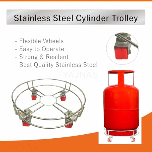 Image of Stainless Steel Gas Cylinder Trolley with 4 Wheels (Pack of 2)
