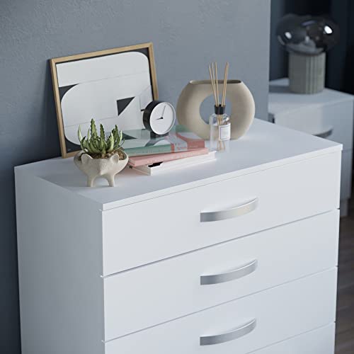 Vida Designs Hulio High Gloss 4 Drawer Chest Of Drawers, White, 72 x 75 x 36 cm - Image 6