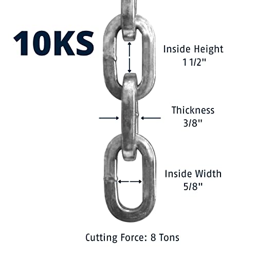 Abus Hardened Steel 10Ks 6 Foot X 3/8" Thick Square Security Chain For Bikes, Containers, Trailers, Atv's, Motorcycles And Personal/Industrial Property #TOP1