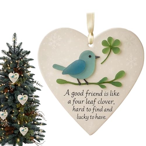 Friendship Heart-Shaped Sea Glass Friendship Decor | Sea Glass Art | Heart Ornament for Christmas Tree Hanging Ornaments - for Friend, Family, Partner