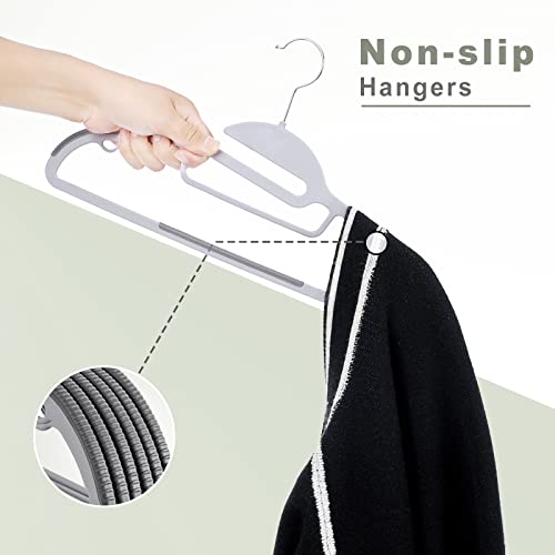 Heavy Duty Plastic Hangers 60 Pack With Non-Slip Design,0.2 Inches Thick,360°Swivel Hook Space Saving Organizer For Bedroom Closet,Shirts,Pants,Strong Enough For Coat (Grey- S Shaped) #TOP3